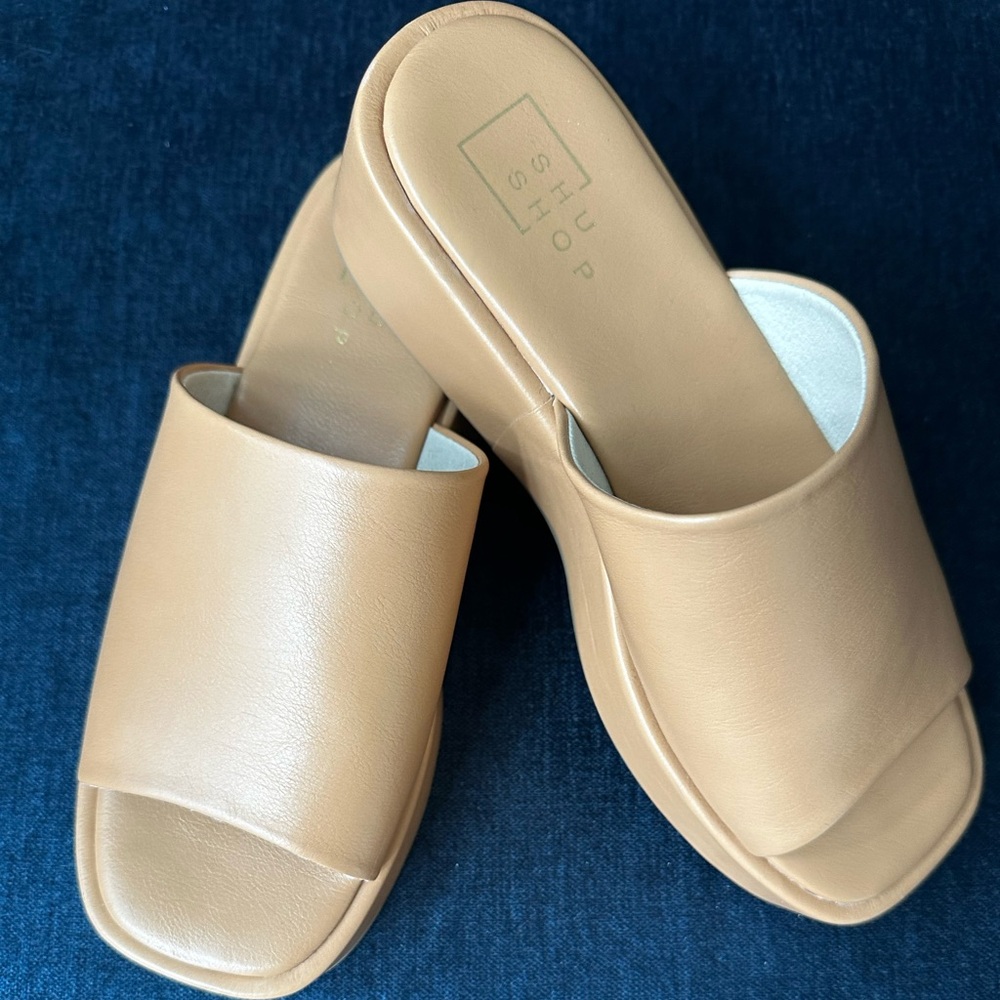 ShuShop Tan Wedge Slip-On Shoes- Worn Once
